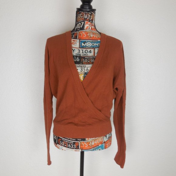 Splendid Sibyl Surplice Waffle Knit Brown Sweater - Picture 2 of 10